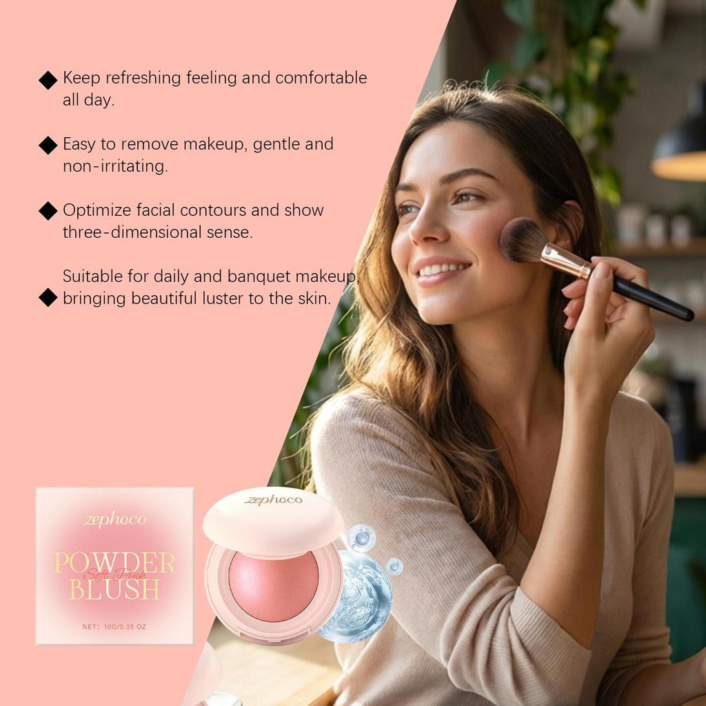 Zephoco Soft Pink Silky Moisturizing Blush for a Rosy Natural Glow
