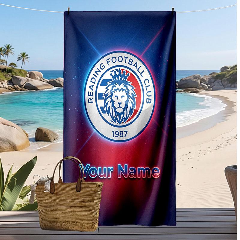 Reading FC Personalized Printed Beach Towel Soccer Logo Support Custom Name Text Absorbent Towel For Sport Travel Special Gift