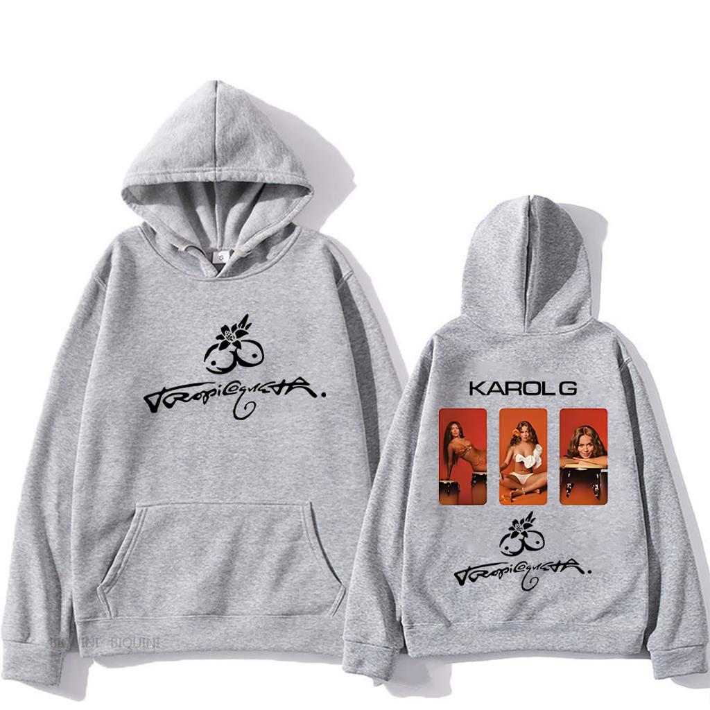 Karol G Tropicoqueta Pop Fashion Graphics Hoodie Men Women Harajuku Top Long Sleeve Fleece Sweatshirt Hip Hop Oversized Pullover