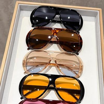 2026 New Vintage Pilot Oversized Sunglasses Retro Frog-Eye Frames UV400 Shades Eyewear Unisex Trendy Summer Sunscreen Glasses