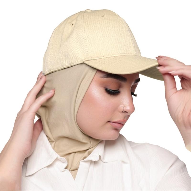 

Women s Fashionable Hijab Shawl Baseball Hat And Scarf Combo Ideal For Spring And Fall абрикосовый