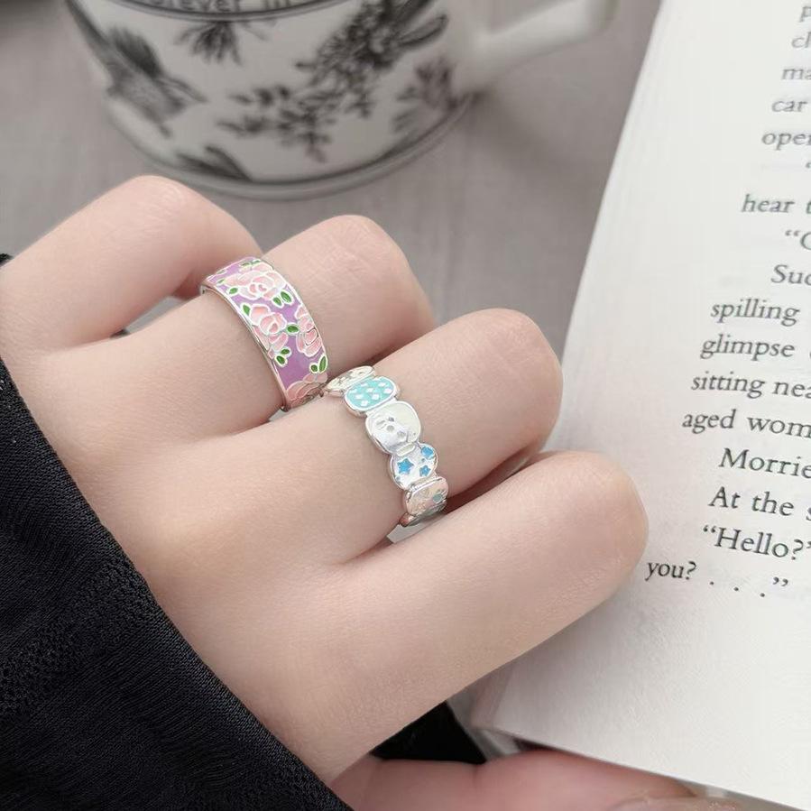 Flower Shadow Shaking Wind Sweet And Gentle Camellia Flower Color Light Luxury Ring Femininity Fashion National Style Niche Ring Tide