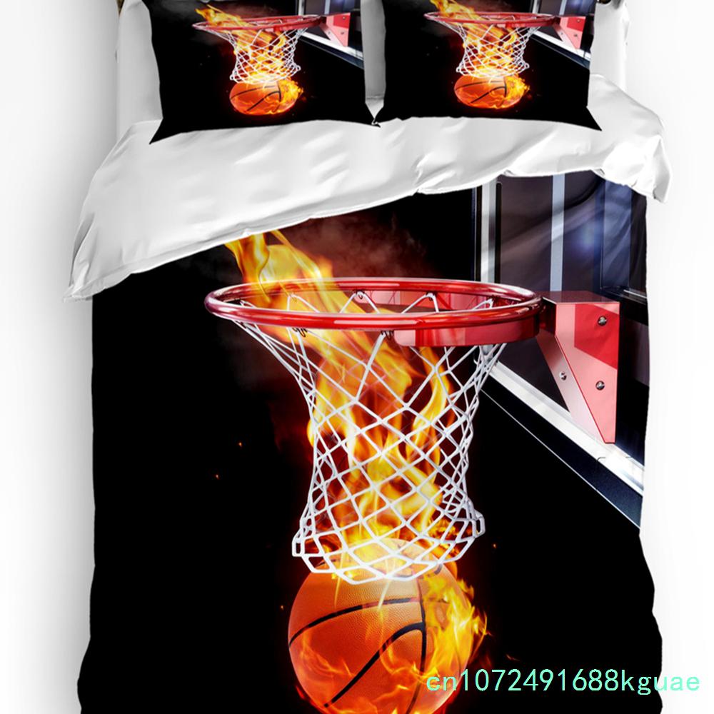 Basketball Bettwäsche-Set für Schlafzimmer Bett Zuhause Basketballspieler Silhouette Athlet Wettkampf Bettbezug Steppdeckenbezug Kissenbezug