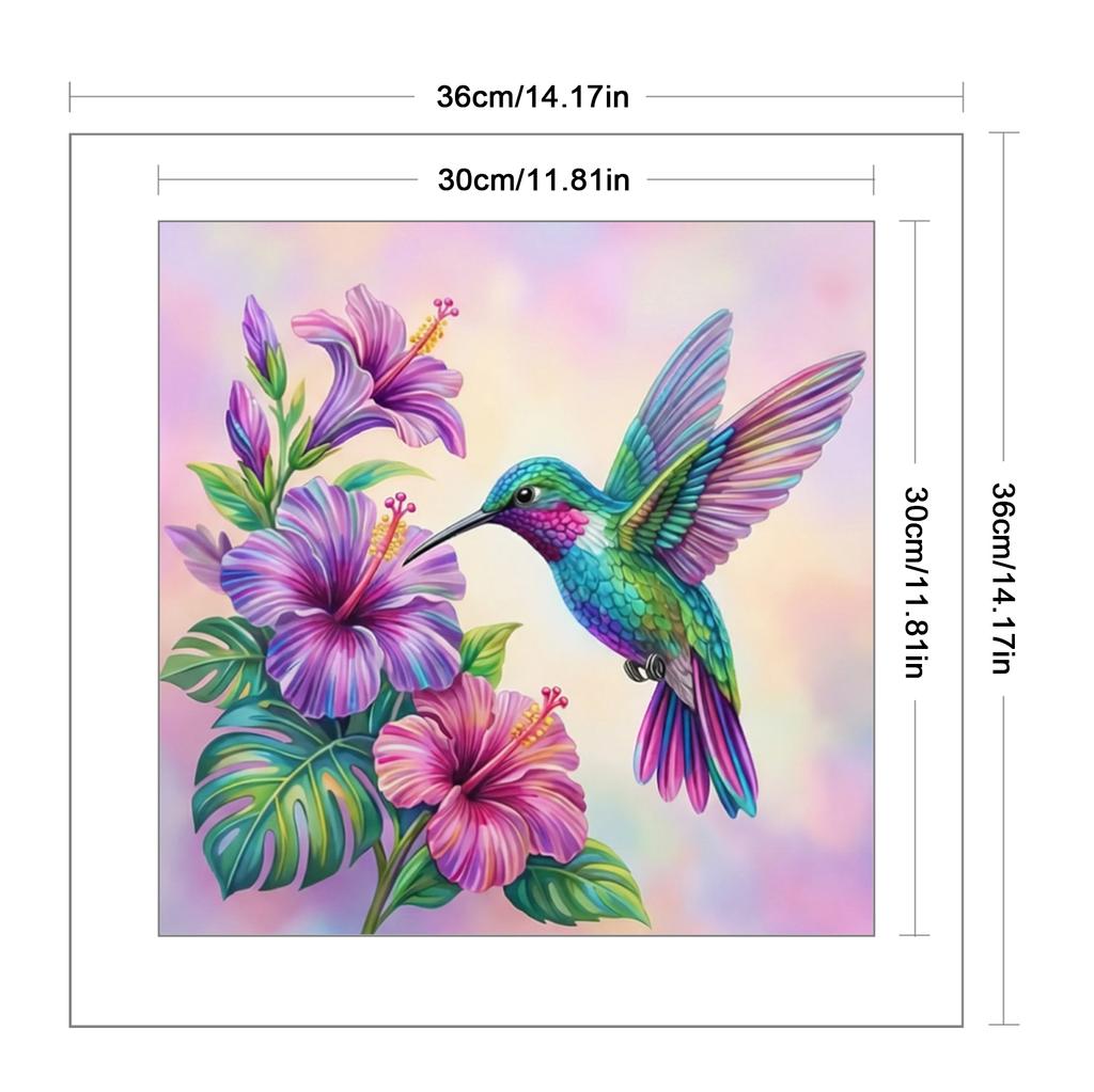 Flower Bird Glass Bead Full 11CT DIY Stamped Cross Stitch Kits for Adults Home Decor Printed Cross-Stitch Kits 14.04x14.04in