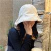 Solid Color Women's Bucket Hat Large Brim Outdoor Fisherman Hat Cotton Basin Hat  Female