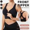 Women Front Zipper Sports Bra Cross Back Shockproof Plus Size