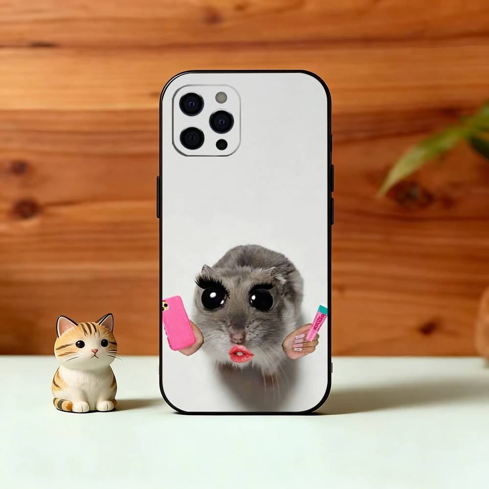 S-Sad H-Hamster Meme Phone Case For iPhone 17, 16,15,14,13,12,11 Plus,Pro Max, Others Soft Black Cover
