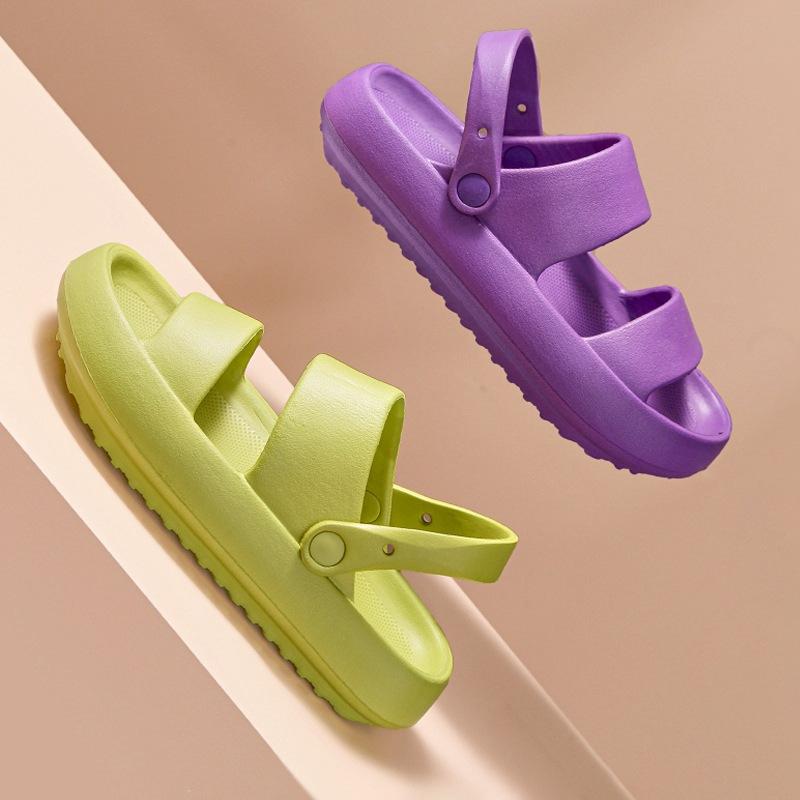 Fashion Smile Pop Summer Women Home Slippers With Snaps Outdoor Breathable Casual Sandals Women Non-slip Platform Beach Shoes Women