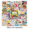 50 Cartoon Graffiti Stickers - Cute Back-to-School Decoration for Suitcase, Diary & Water Bottle