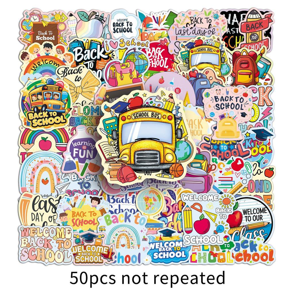 50 Cartoon Graffiti Stickers - Cute Back-to-School Decoration for Suitcase, Diary & Water Bottle