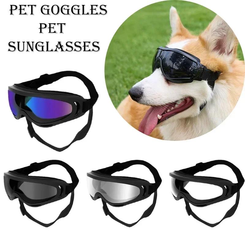 Haustier-Sonnenbrille Verstellbar Anti-UV-Blendung Winddicht Sonnenbrille für Hunde Outdoor Wandern Laufen Strand Alle Rassen Augenschutz Schwarz