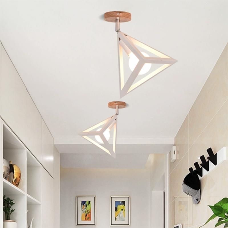 Modern LED Ceiling Lights Black White Triangle Lamps For Balcony Corridor Aisle Restaurant Bar Indoor Indoor Decorative Fixtures