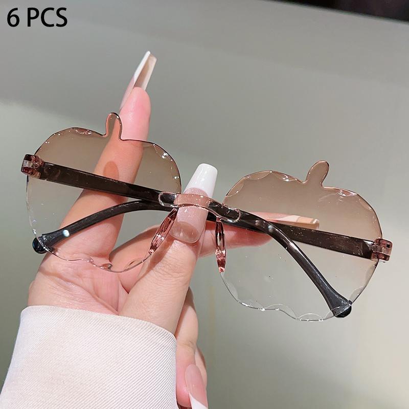 1/6 Pcs Rimless Cute Kids Sunglasses  New Fruit Shaped Decor Shades for Children Ins Trendy Gradient Multi-color Sun Glasses
