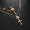 SHIXIN 4 Pcs/Set Hip Hop Punk Jesus Cross Pendant Necklace for Men Trendy Gold Color Adjustable Clavicle Chain Rock Jewelry Gift