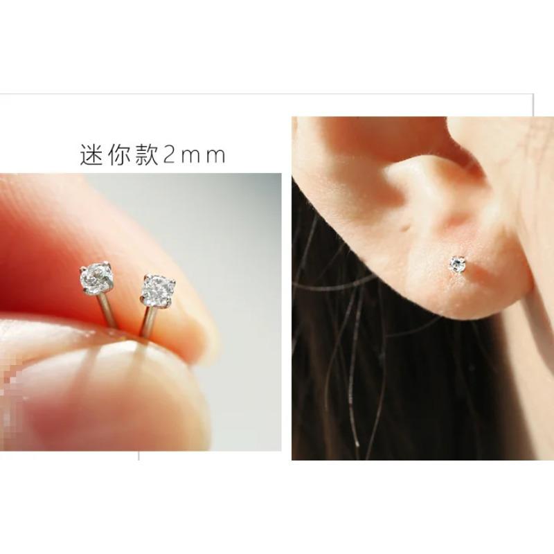 2/3/4/5/6/7/8mm Round Lab Diamond Earrings 100% Real 925 Silver Earrings For Women Small Screw Stud Earrings