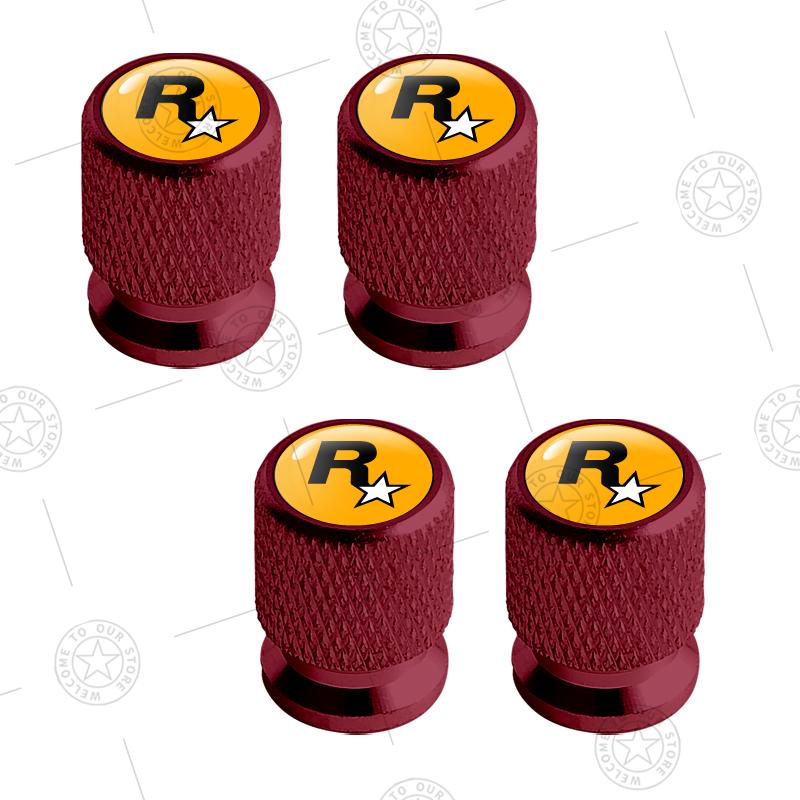 4pcs R Star Logo Car Wheel Tire Valve Caps Air Stem Aluminum Accessories For Jaguar Land Rover Fiat Ford Opel Peugeot Volvo Jeep XS4