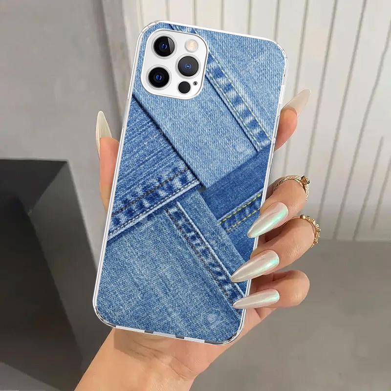 Jeans Cowboy Denim Printed Phone Case for Iphone 17 Air 16 15 Plus 14 13 Mini 12 11 Pro Max 16E 7 8 SE 2020 Soft Funda Print She
