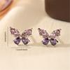 9925 Sterling Silver Exquisite Purple Zircon Butterfly Earrings for Women French Romantic Wedding Accessories Gift