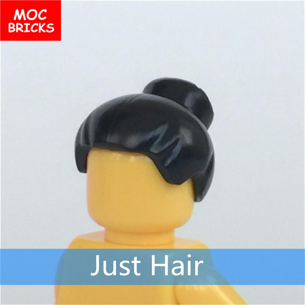 10 Stück/Los MOC Steine Männliche Haare Figur Spielzeug Kinder Pädagogische Bausteine Zusammengebaute Spielzeuge black