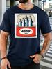 Unisexs Soft Cotton Tee Retro Canned Sardine Cartoon Fish Label Graphic O Neck Short Sleeve Loose Casual Summer Top For Seafood Fan