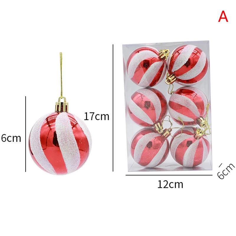 

6/PCS Christmas Balls Painted Green Gold Plastics Xmas Tree Hanging Pendant New Year Home Party Holiday Decor Friends Gifts