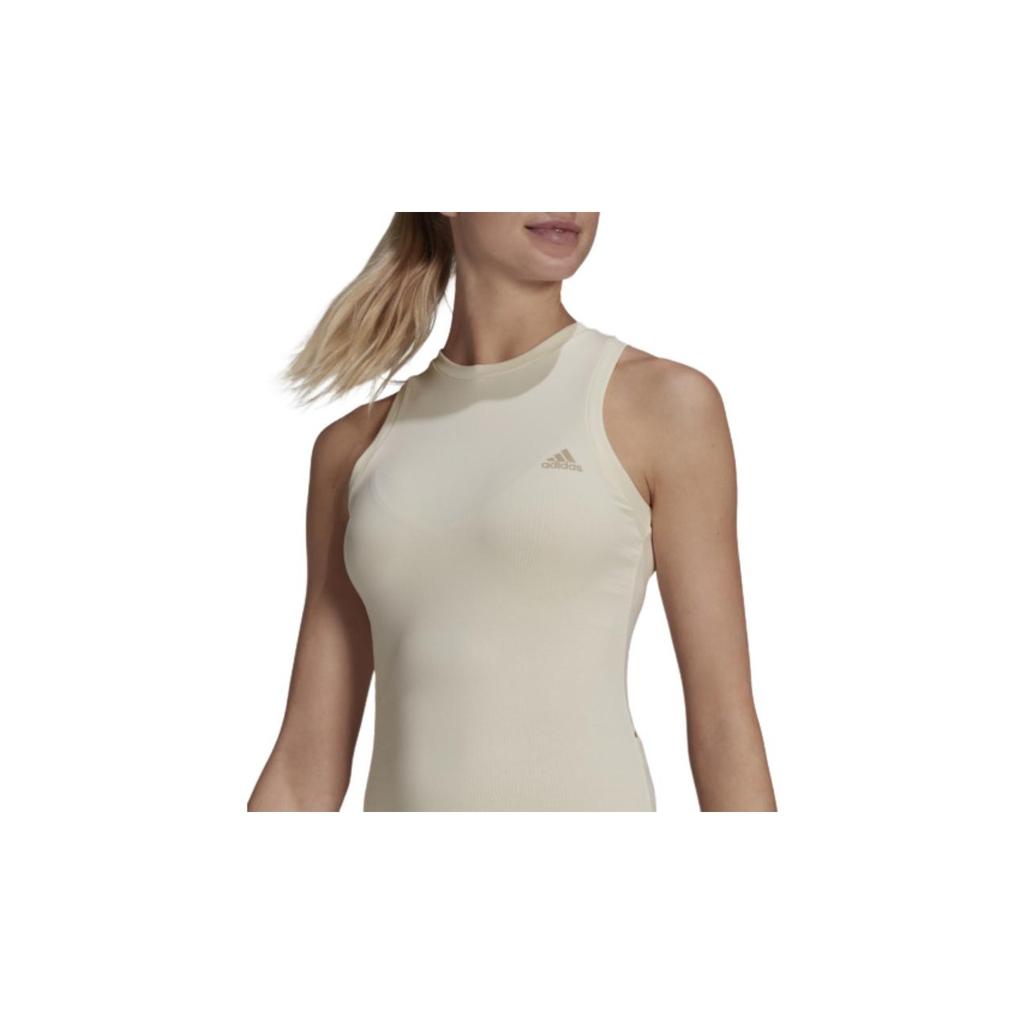 Adidas Breathable Sports Stretch Midi Sleeveless Dress Women Dresses Off-White HA6551