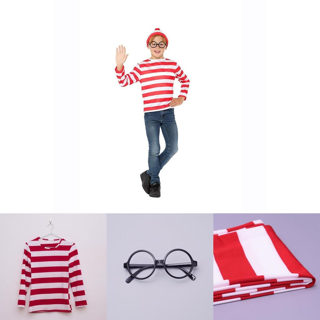 Where's Wally Halloween Costume Fun And Smart Uk Anime Cos Dress-up Outfit