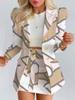 Set Moda Donna Primavera/Autunno Chic a Quadri Floreale Casual Gonna Corta Completo Due Pezzi