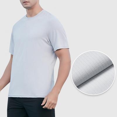 Léto Pánské Top Ledové Hedvábí Rychleschnoucí Krátké Rukávy O Krk Volný Jednobarevný Tenký Elastický Svetr Denní Sportovní tričko