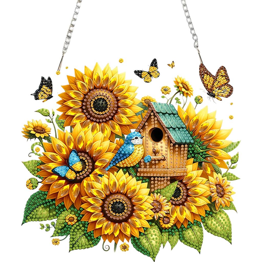Acrylic 2D Flat DIY Diamond Painting Set Rhinestone Diamond Art Window Pendants Diamond Art Pendant Home Wall Decoration Crafts
