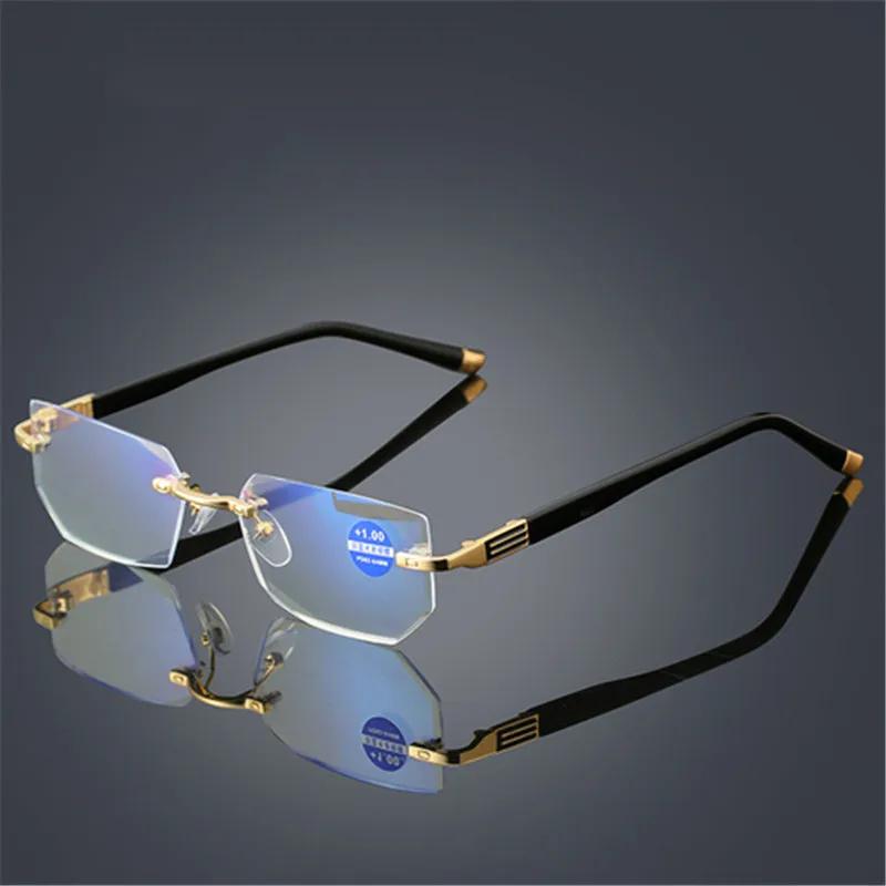 Latest Anti Blue Light Glasses Business Reading Glasses Rimless Presbyopic Eyeglasses for Women Men Reader Eyewear