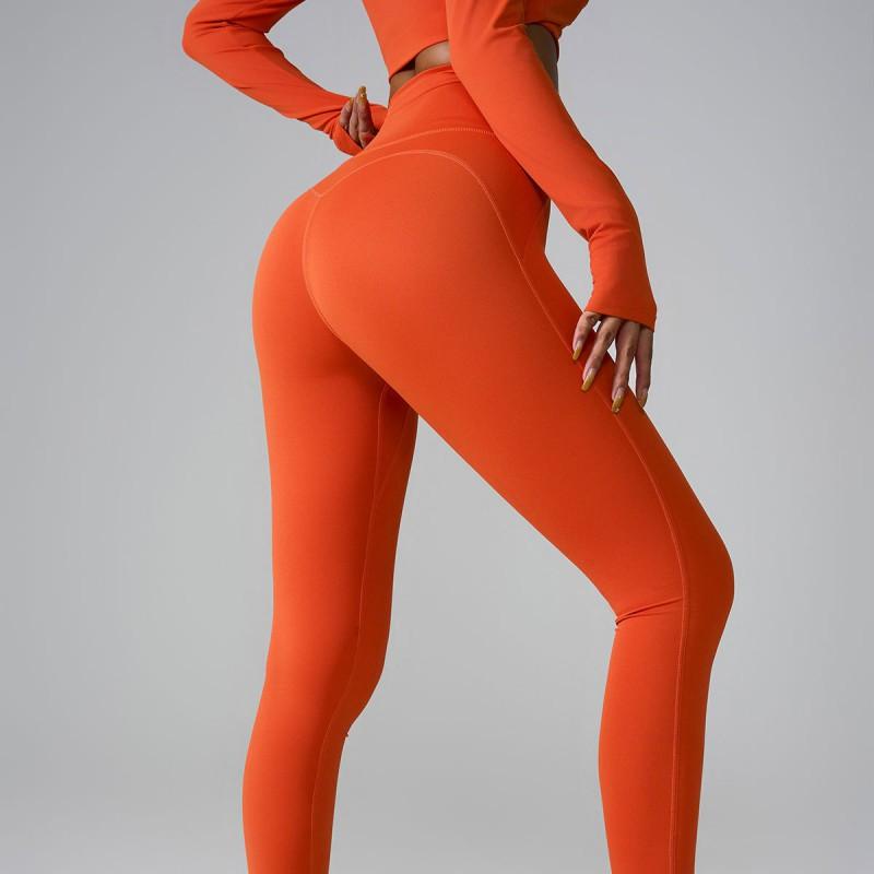 High-Waisted Seamless Yoga Leggings With Pockets Womens Slim Fit Workout Pants Breathable Compression Tights