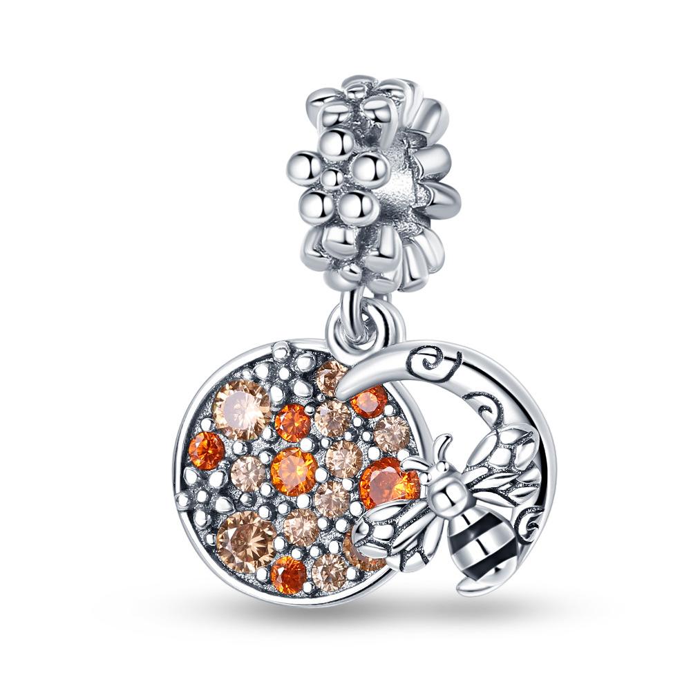 2026 Bee Series Daisies Honeycomb Charm Charm Beads DIY Jewelry Bracelet Accessories 925 Silver