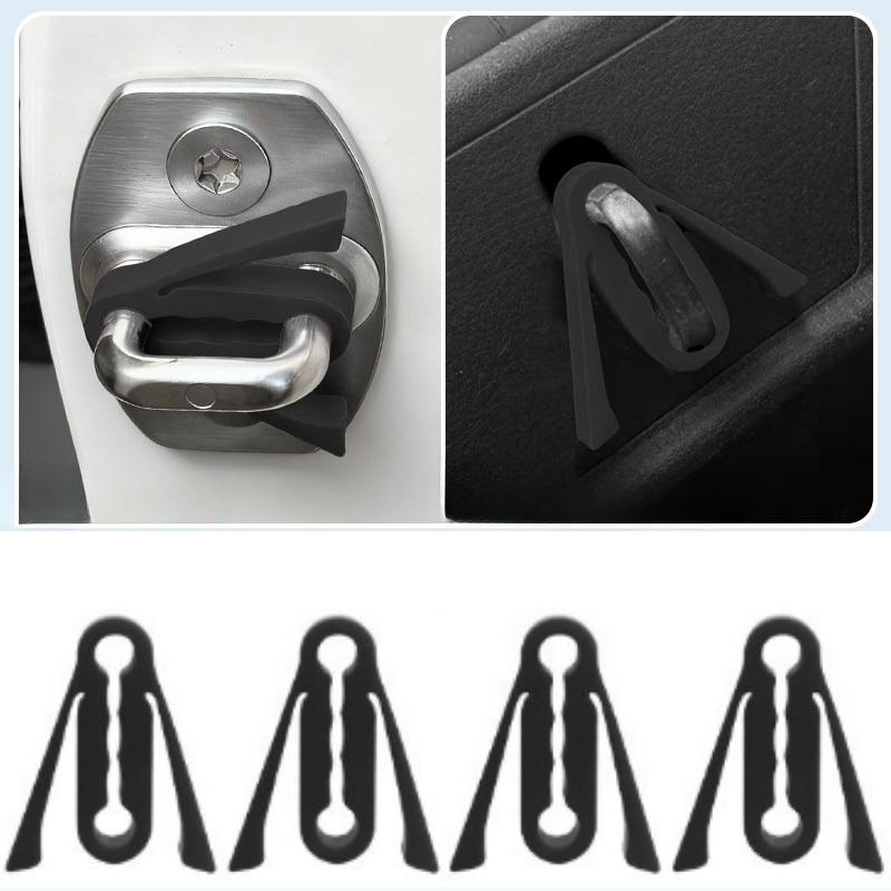 4Pcs Universal Car Door Lock Protector Pads Thickened Silicone Anti-Collision Door Lock Sleeve Noise Reduction Cushion Bumper Cover