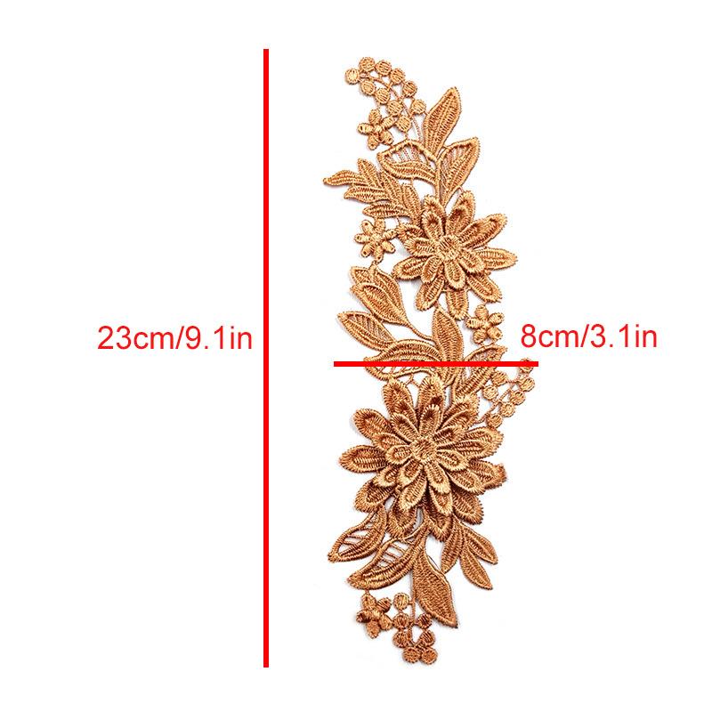 1 Paar Geborduurde Applicaties 3D Bloem Applicatie Voor Kleding Tas Kant Bloem DIY Hol Prachtige Badges Accessoires 23X8cm