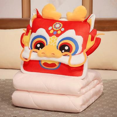 Travesseiro de cabeça de dragão de desenho animado, três em um, travesseiro e cobertor, uso doméstico, dobrável, dois em um, travesseiro de cama para carro