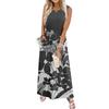 Sleeveless Floral Print Casual Dress for Women Waist Cinched Crew Neck Tank Long Maxi Dress for Daily Wear Vacation