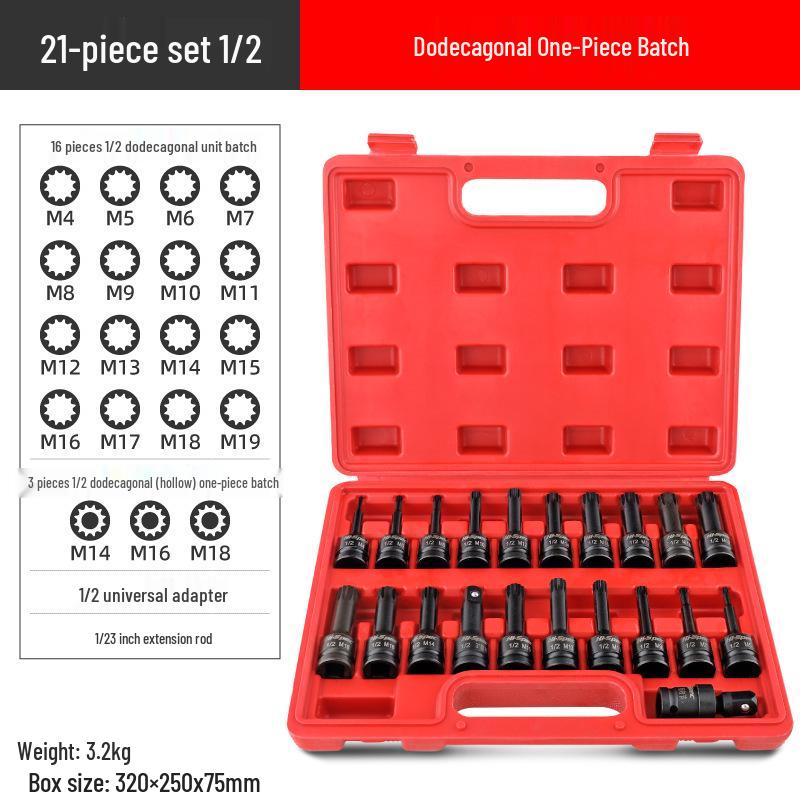 1/2" Electric Hex Socket Wrench and Screwdriver Bit Set