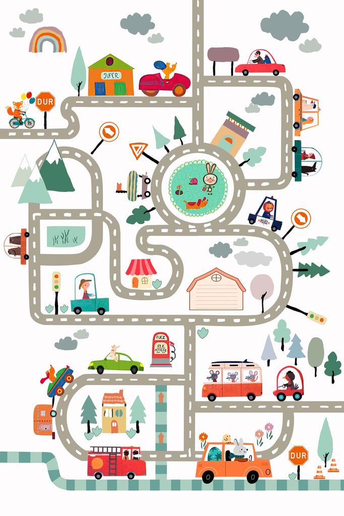 Children's Bedroom Rug 120x160 Cm Polyester Circuit White