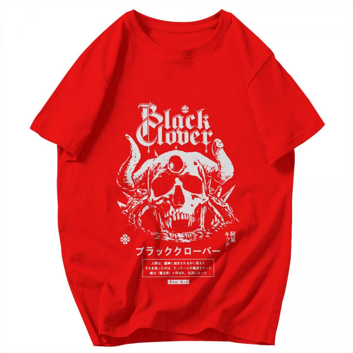 Men T Shirt Black Clover Skull Anime Idea Y2K Graphic Short Sleeve Unisex Tops T Shirts S