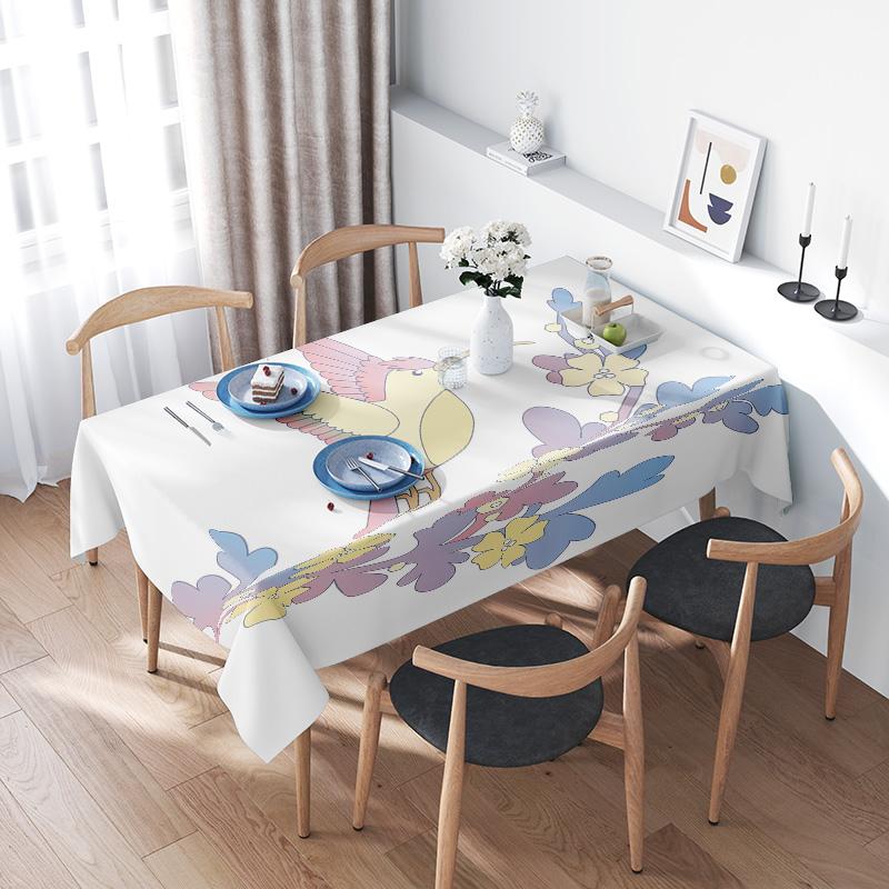 Vintage Floral Tablecloth Woven Cotton Linen Dining Table Cover for Home Decor White Pink Yellow Blue Floral Print Rectangle