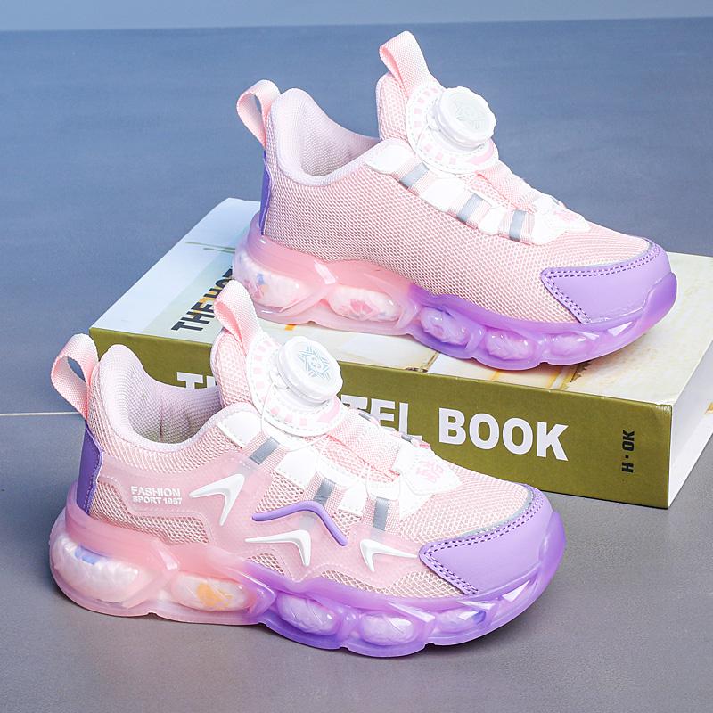 Kid's Rotating Button Anti Slip Wear Resistant Fashion Outdoor Sports Shoes Girls Casual Shoes Children's Shoes