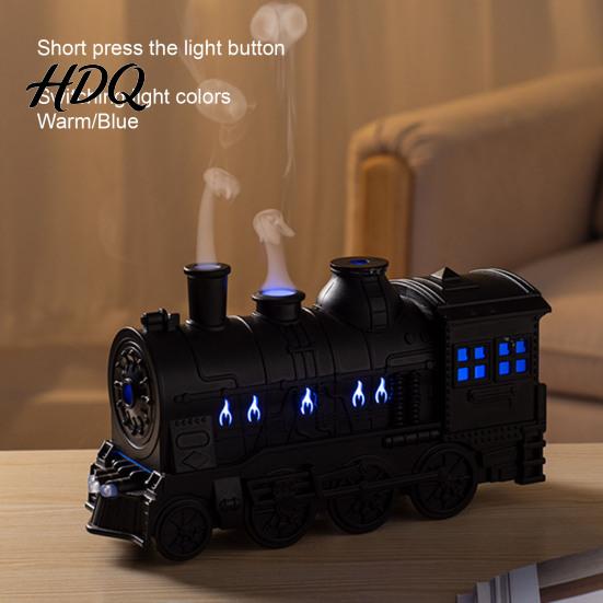 Regalo di Natale per Donna Diffusore di Aroma Treno Vintage da 300 ml Umidificatore Locomotiva a Vapore con Telecomando e LED Decorazione Carina Luce per Cameretta 2 Nebbie
