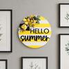 Yousheng Lemon Welcome Door Sign for Front Door, Hello Summer Wooden Hanging Sign, Farmhouse Rustic Round Wall Plaque for Entryway, Kitchen, Patio,