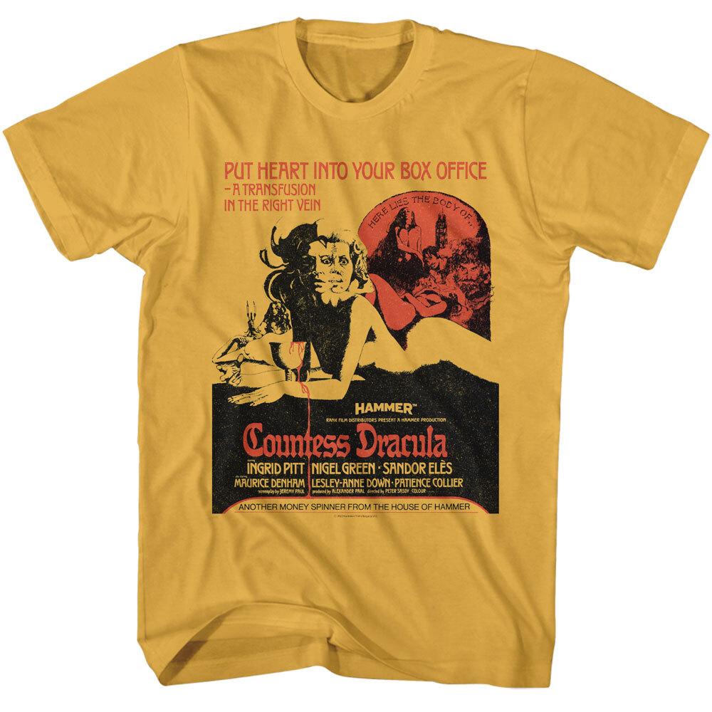 Hammer Horror Countess Dracula Movie Poster Here Lies The Body Of Men T Shirt XXL