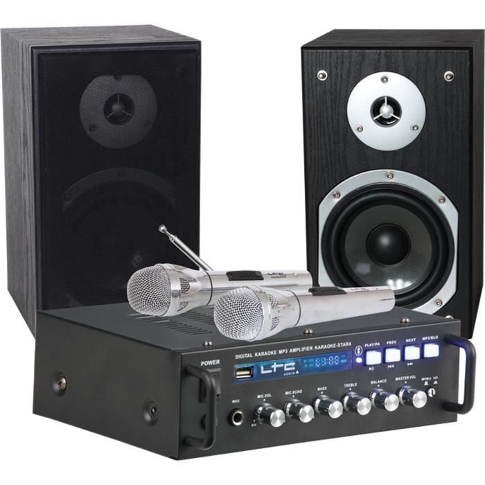 LTC KARAOKE-STAR4-MKII - Ensemble karaoké "Plug &amp; Play" 2 x 75w avec bluetooth et changeur de voix