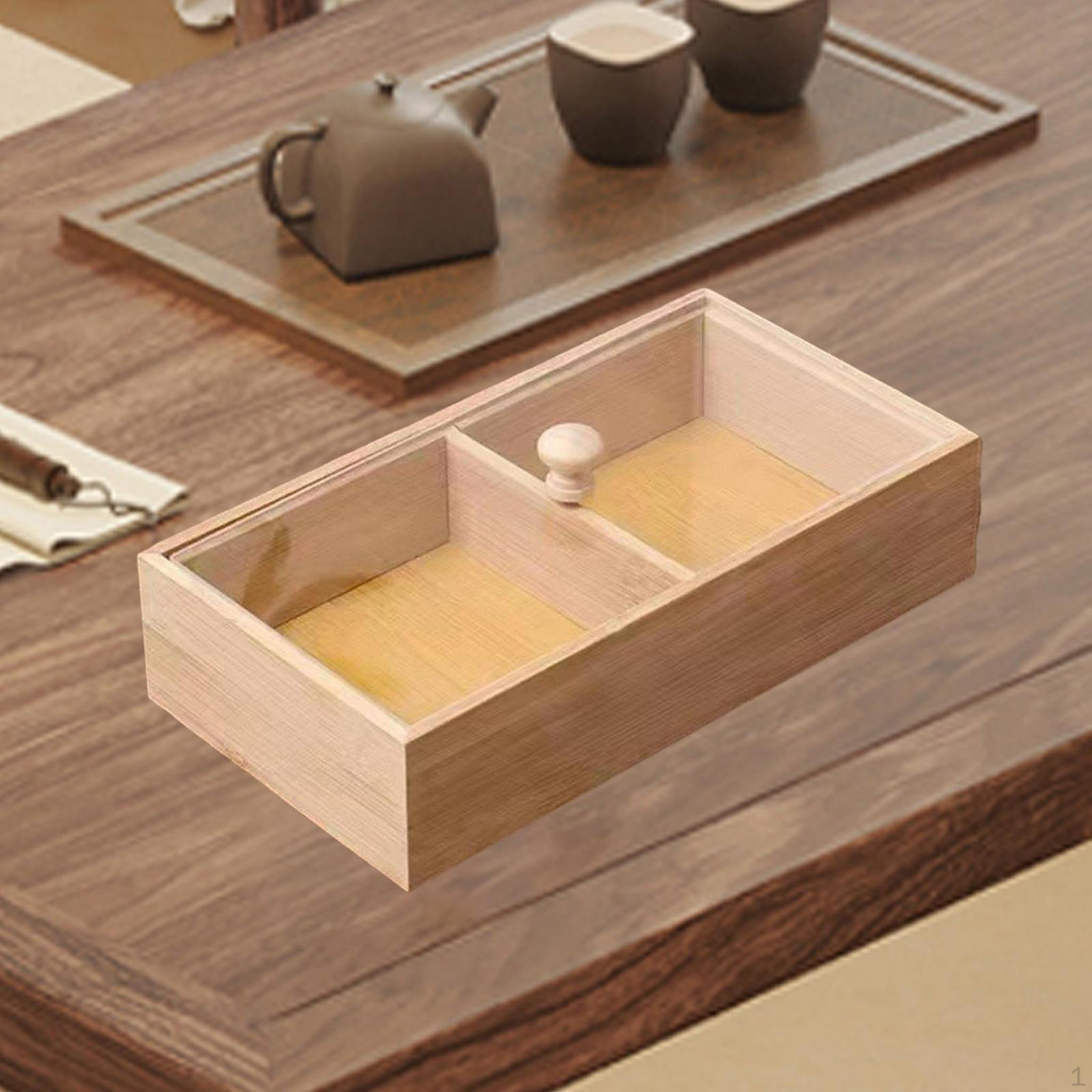 

Бамбуковый поднос для подачи орехов, блюдо для чипсов, закусок, сухофруктов с прозрачной крышкой, отделения для хранения, прочный 20x10x4.5cm