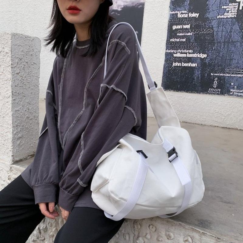 Harajuku женская сумка-мессенджер однотонная холщовая сумка через плечо студенческие — фото 3