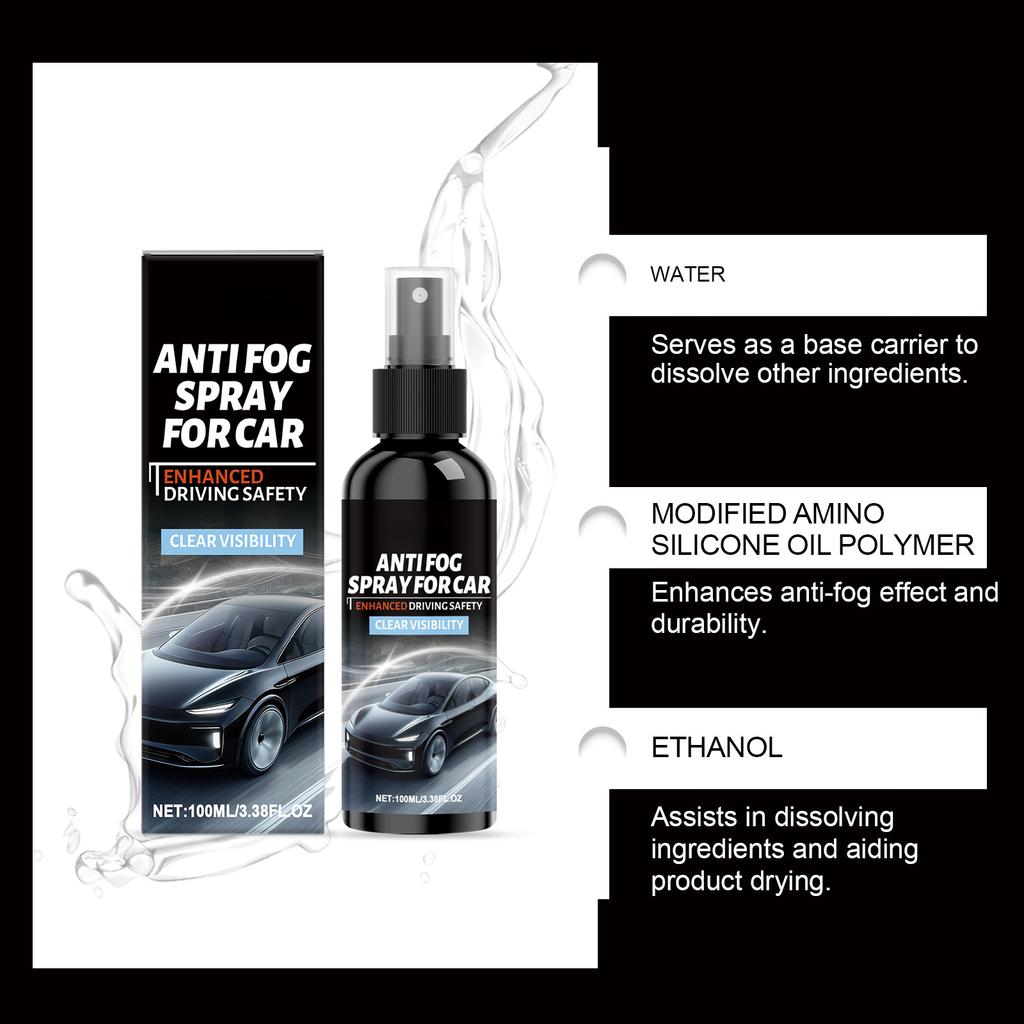 Car -fog Spray  Window And Rearview Mirror Cleaner  Defogging And Dewatering Agent  Rain-proof Cleaner 100ml