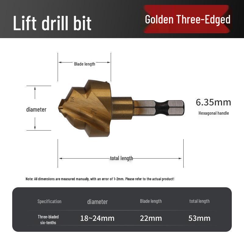 Three-Flute Hex Shank Reaming Bit for Water Pipe Repair with Phosphating Black Coating